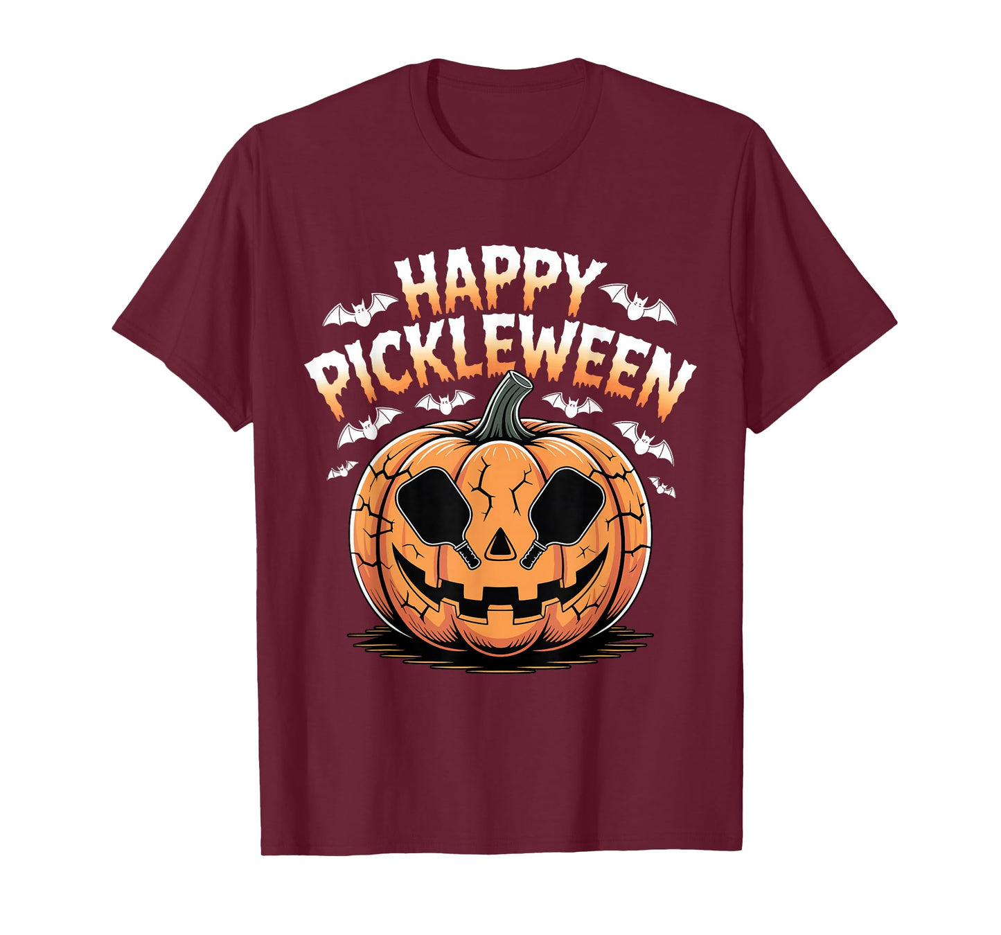 Happy Pickleween Funny Halloween Playing Pickleball T-Shirt