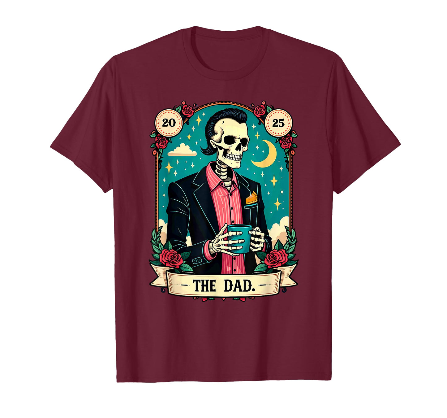 Retro Witch Dad Tarot Card Skeleton Halloween T-Shirt