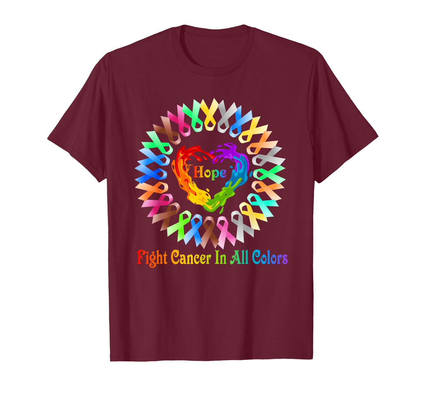 Fight Cancer In All Color Feather Breast Cancer Awareness T-Shirt