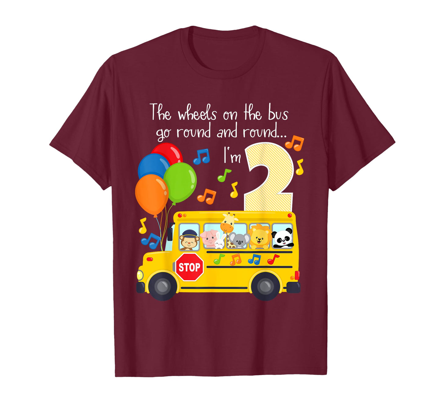 The Wheels On The Bus 2nd Birthday 2 Yrs Old Family Matching T-Shirt