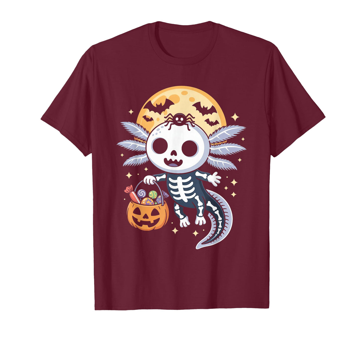 Funny Axolotl Skeleton Halloween Costume Spooky Boys Girls T-Shirt