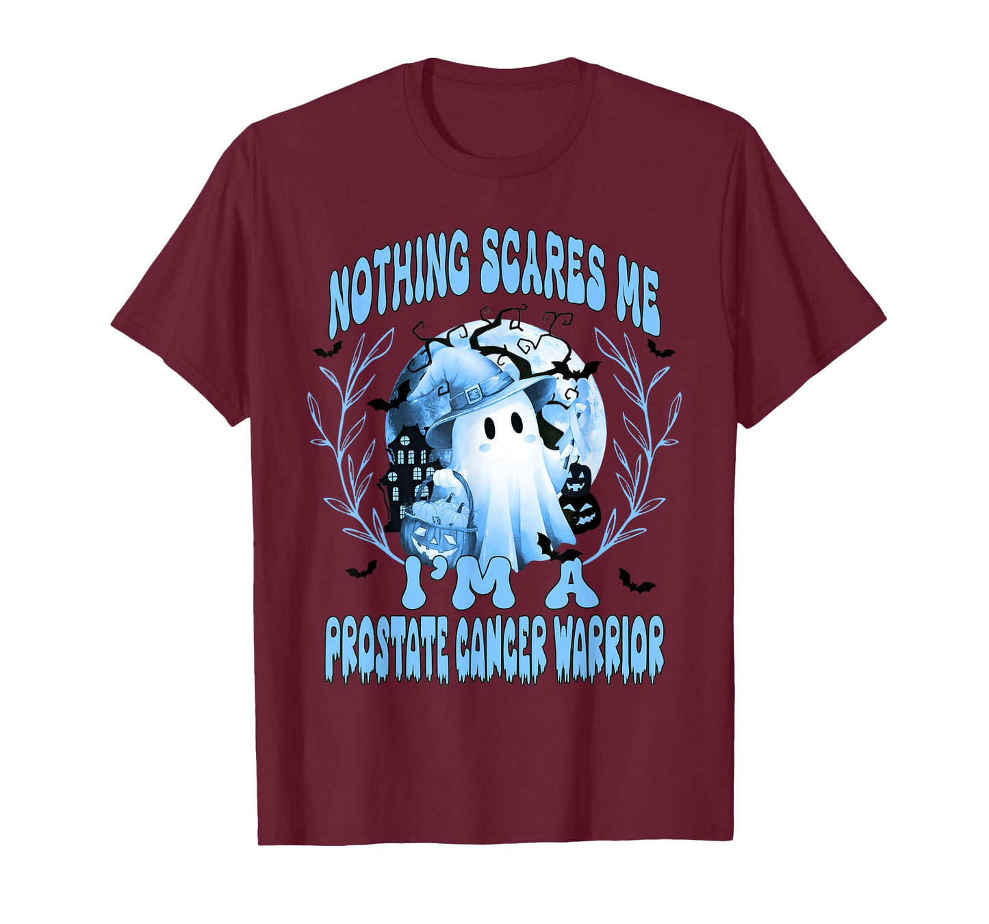 Halloween Prostate Cancer Nothing Scares Me Boo Blue Ribbon T-Shirt