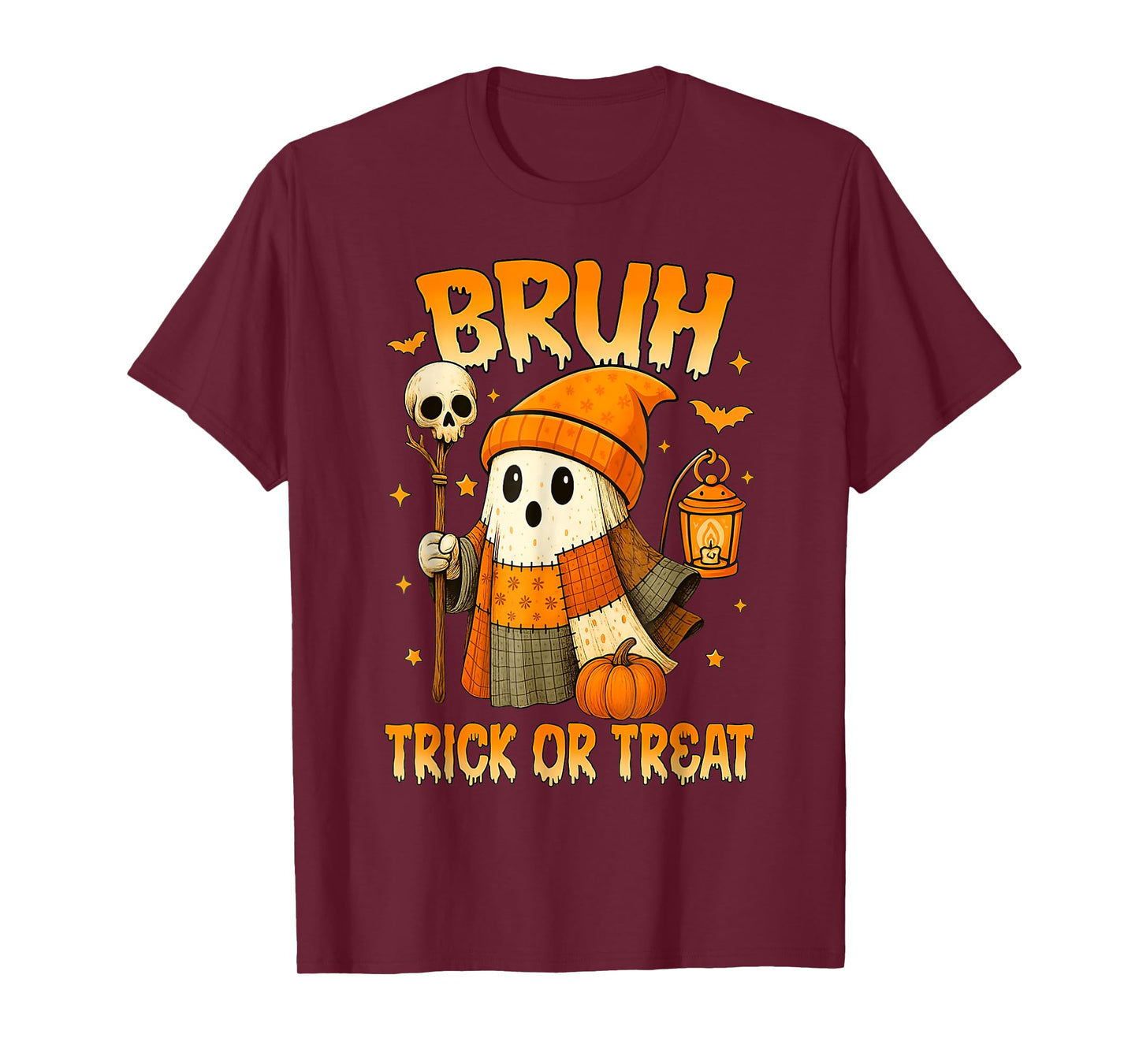 Bruh Trick or Treat Funny Cute Ghost Meme Halloween Costume T-Shirt