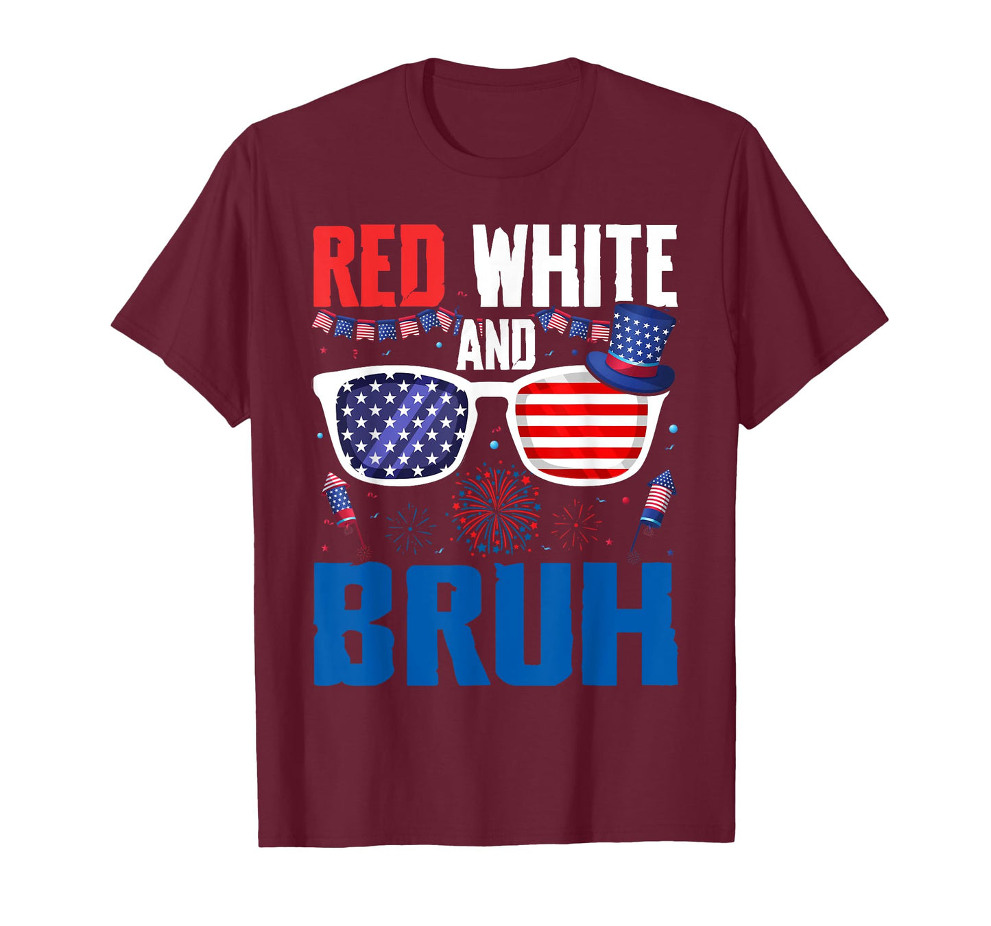 Red White And Bruh 4th Of July Boys Patriotic Teens Kids T-Shirt
