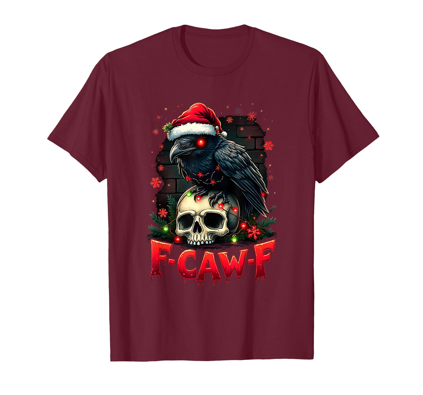 F-Caw-F Santa Vintage Christmas Horror Funny Black Crow T-Shirt