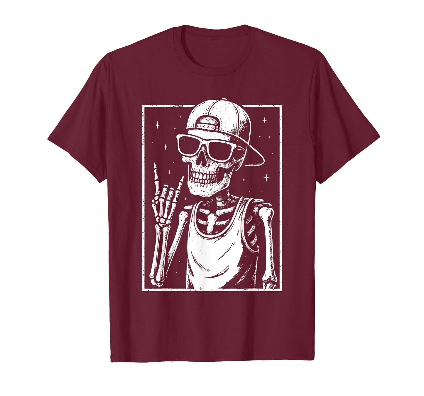 Funny Skeleton Costume Cool Rock Hand Music Lover Halloween T-Shirt
