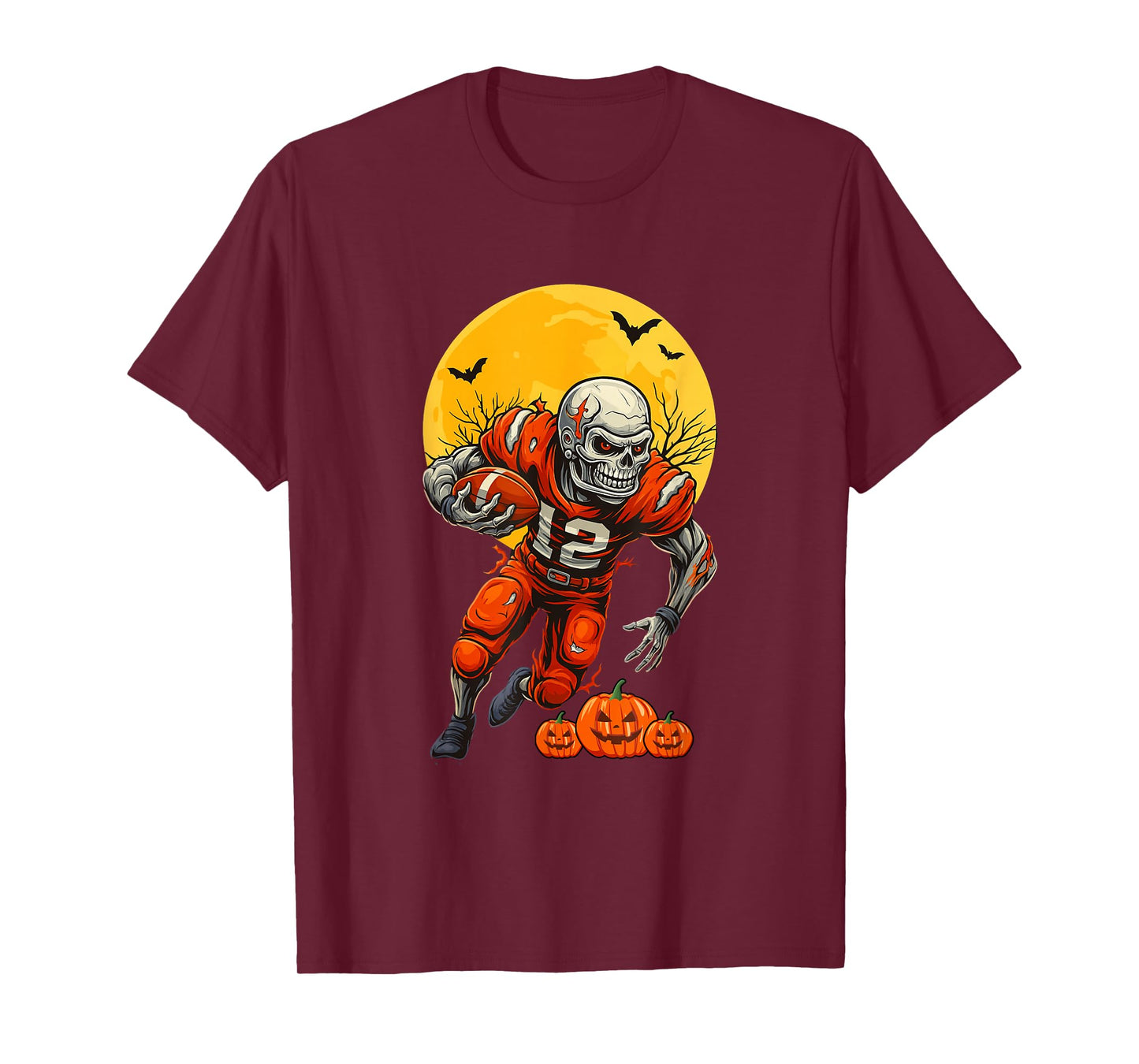 American Football Skeleton Halloween Men Boys Football Fan T-Shirt
