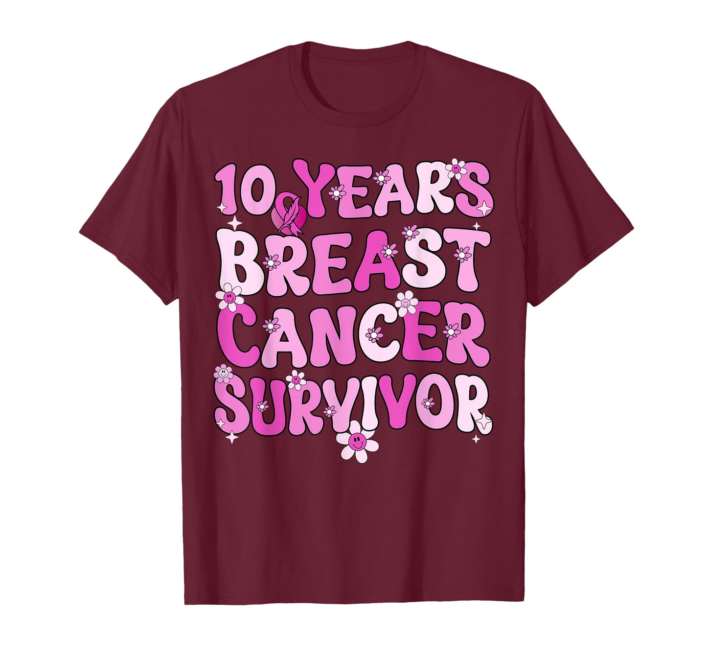 10 Years Breast Cancer Survivor Breast Cancer Awareness T-Shirt