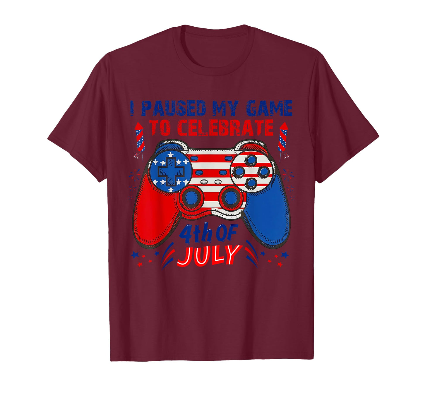 Gamer 4th Of July American Flag Gaming Lover Boys Girls Teen T-Shirt