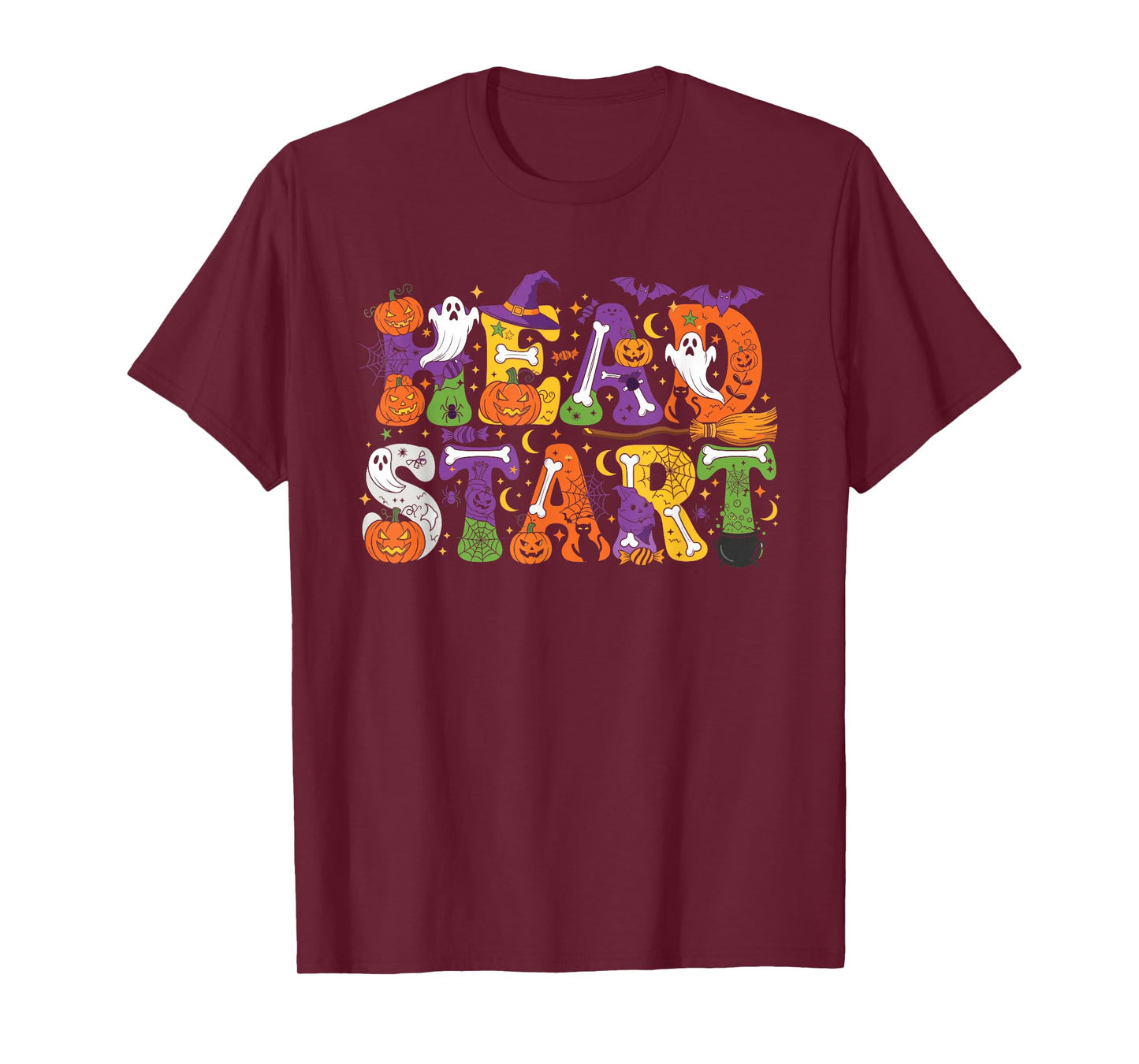 Head Start Pumpkin Ghost Skeleton Halloween Kids Mens Womens T-Shirt