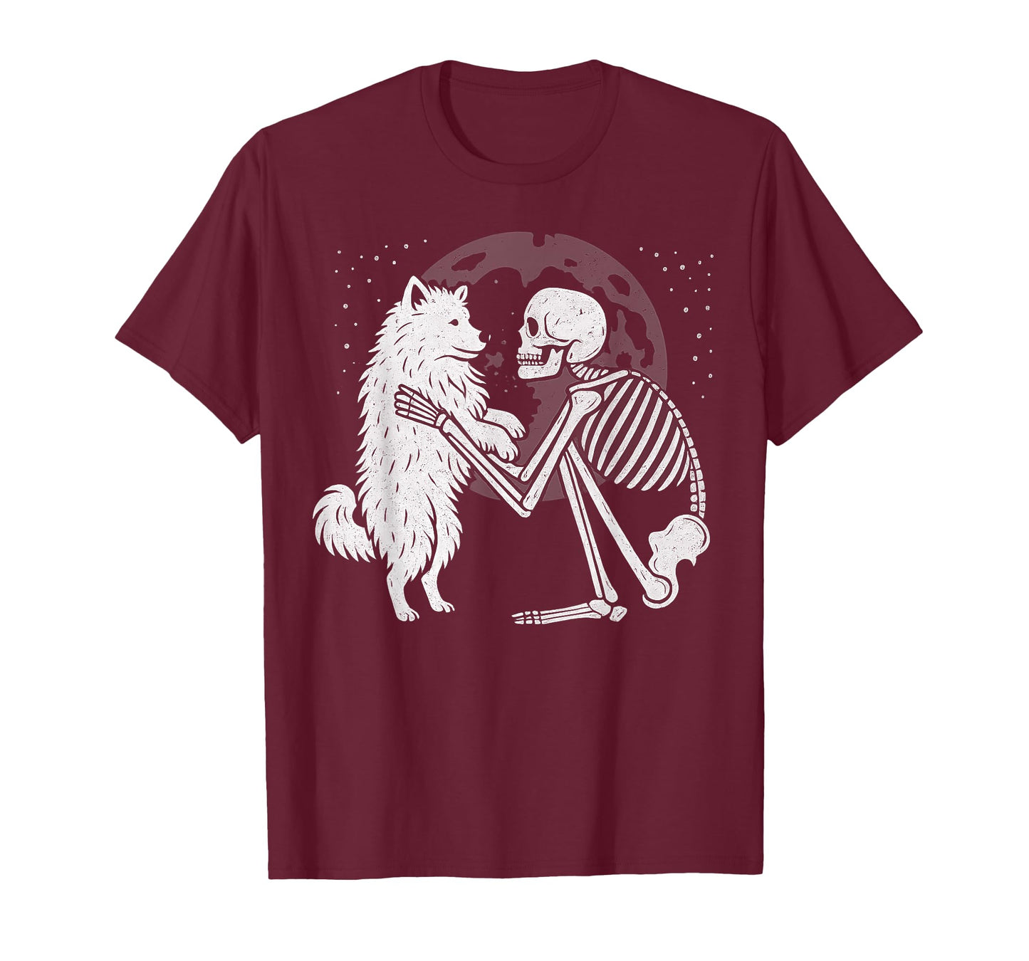 Samoyed Skeleton Moon Halloween Dog Lover T-Shirt