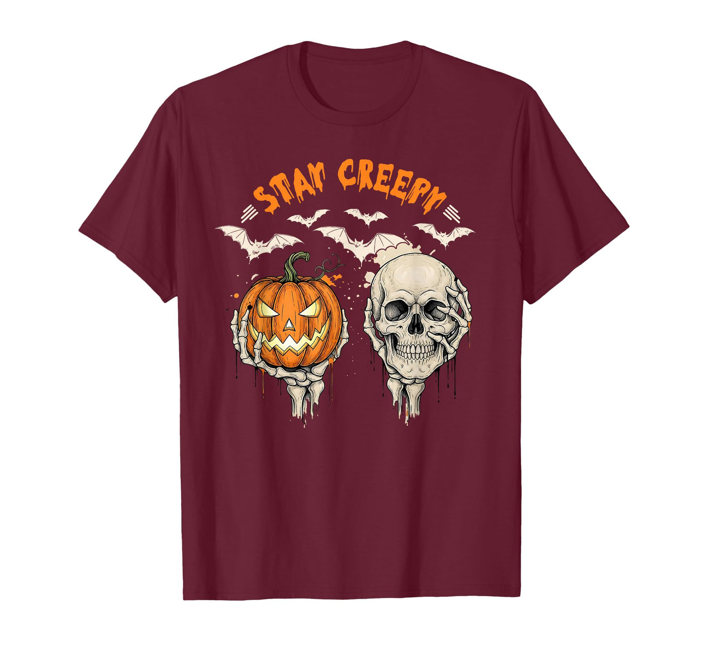 Stay Creepy Dripping Heart Halloween Skeleton Hand Spooky T-Shirt