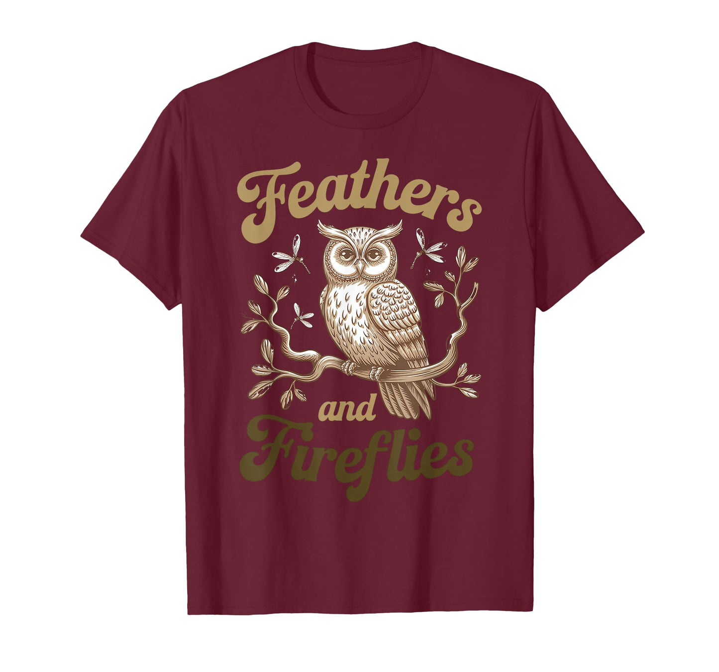 Owl and Fireflies Enchanting Nature Scene T-Shirt