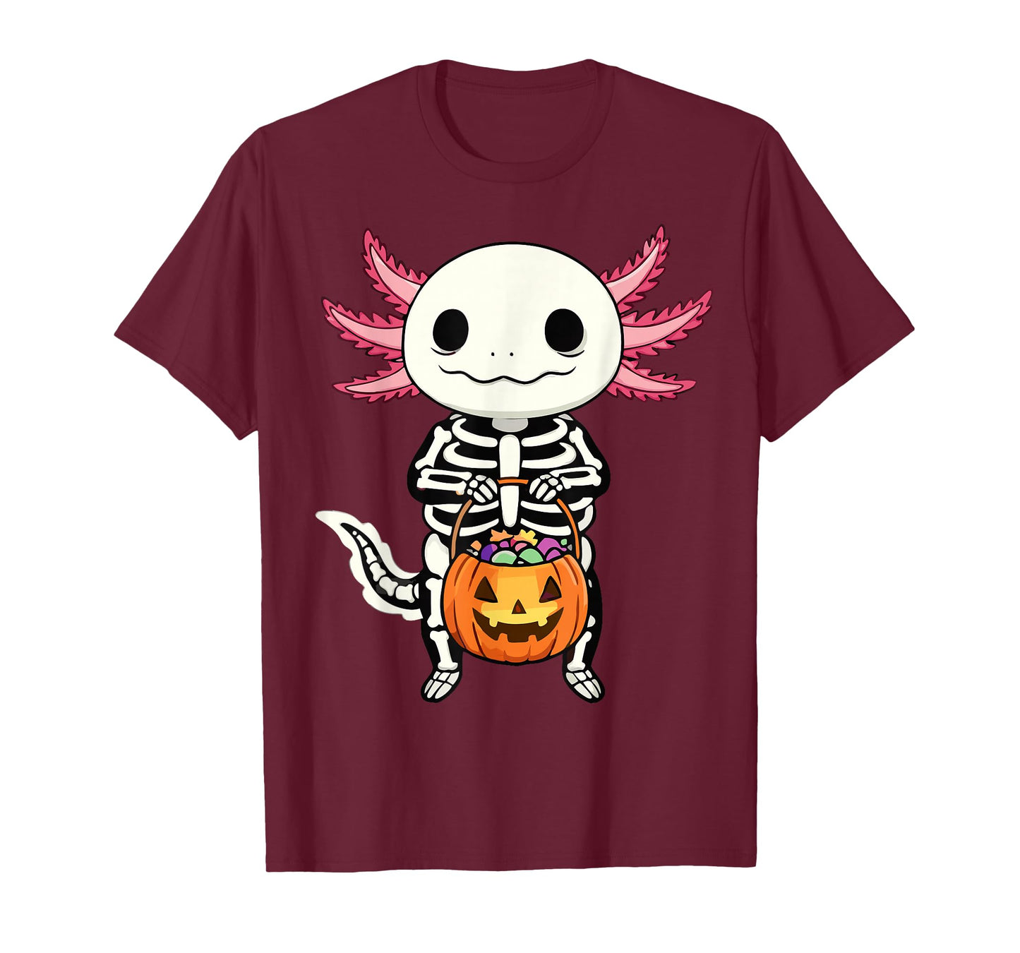 Axolotl Skeleton Halloween T-Shirt