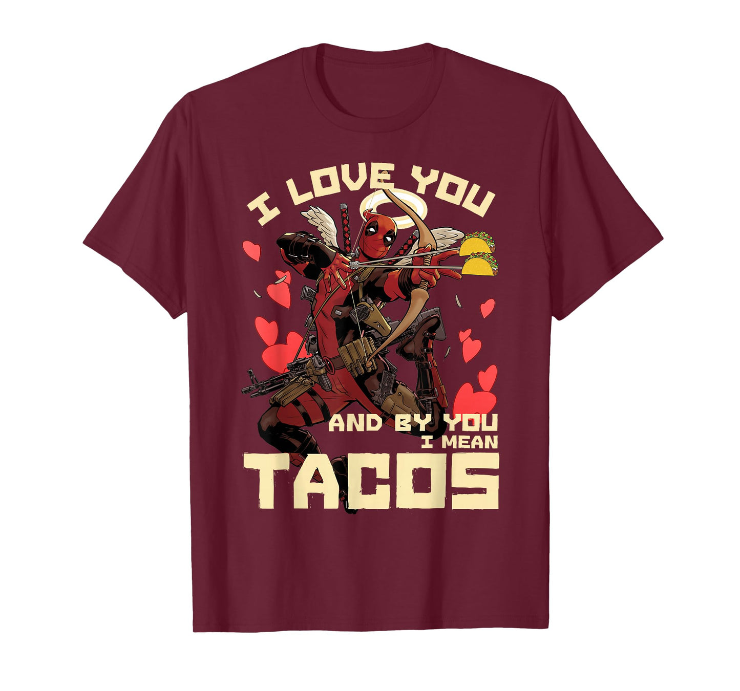 Marvel Deadpool Cupid Love For Tacos Graphic T-Shirt T-Shirt