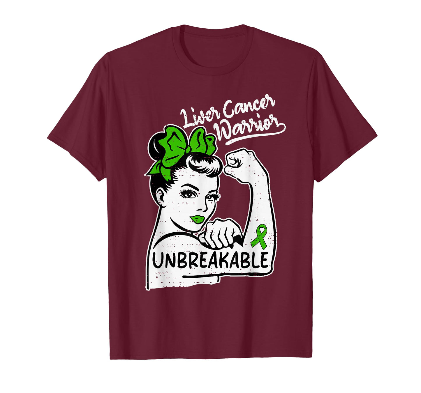 Womens Liver Cancer Warrior Awareness Ribbon Green Support T-Shirt