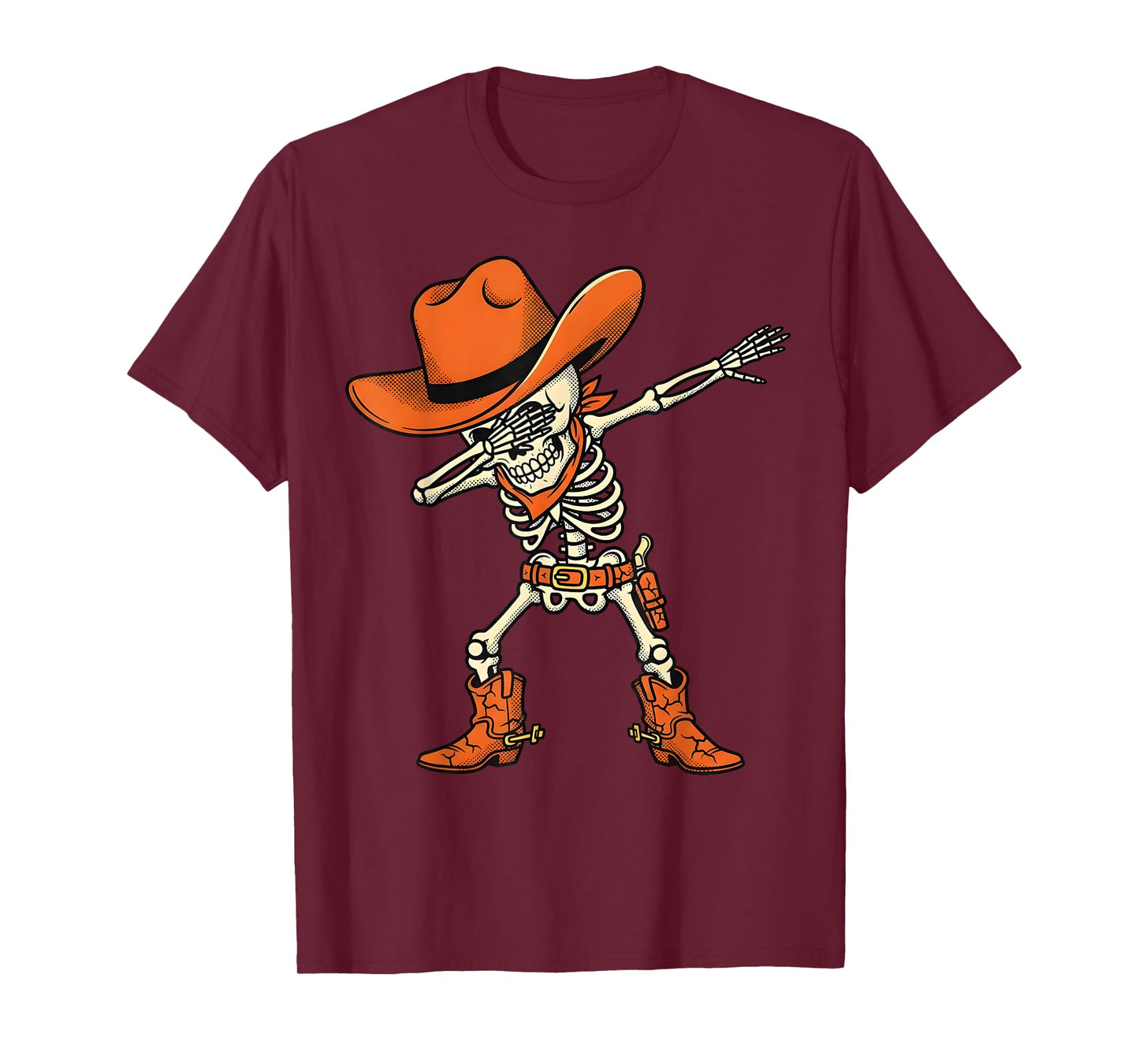 Dabbing Skeleton Cowboy Kids Boys Men Halloween Costume T-Shirt