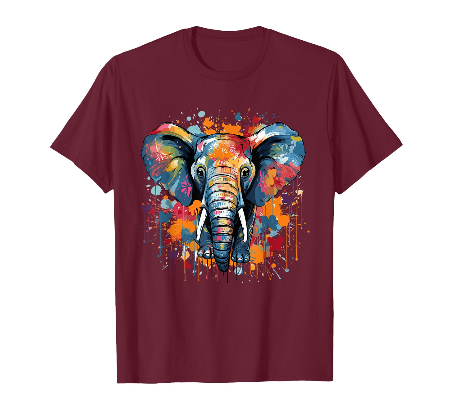 Elephant Drawing Portrait Splash Art Sketch Men Women Kids T-Shirt