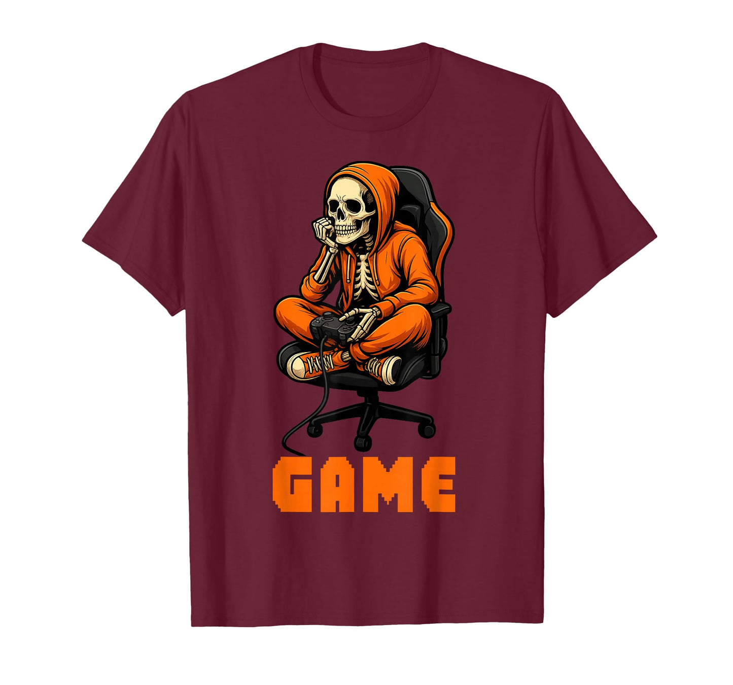 Halloween Skeleton Gamer Video Gaming Boys Men Kids Tees T-Shirt