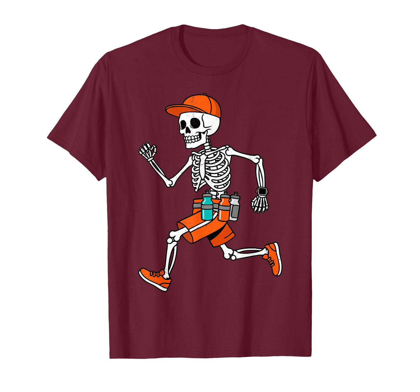 Halloween Skeleton Marathon Runner Running Boys Men T-Shirt