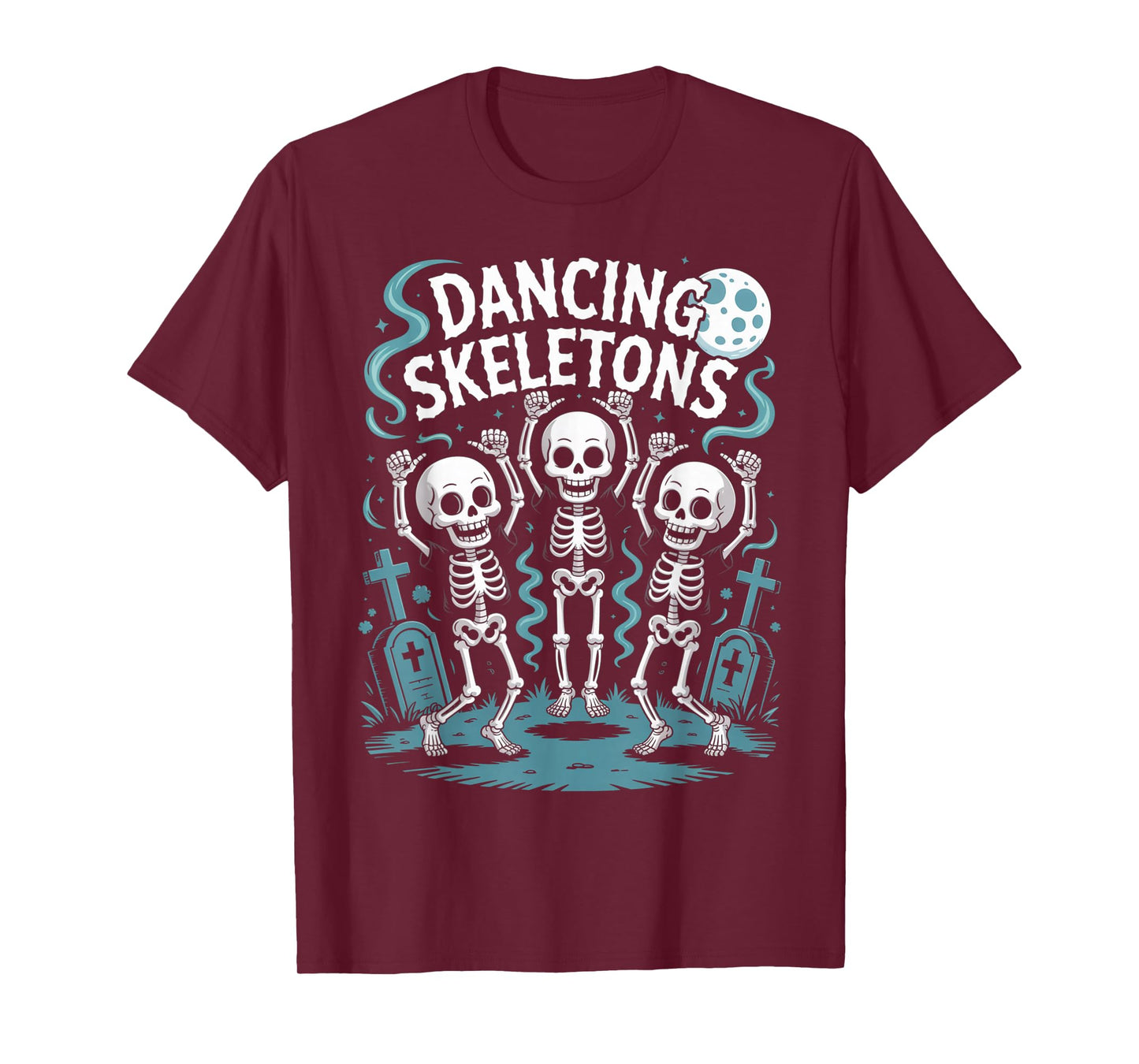 Funny Dancing Skeletons Spooky Halloween Party Cartoon T-Shirt