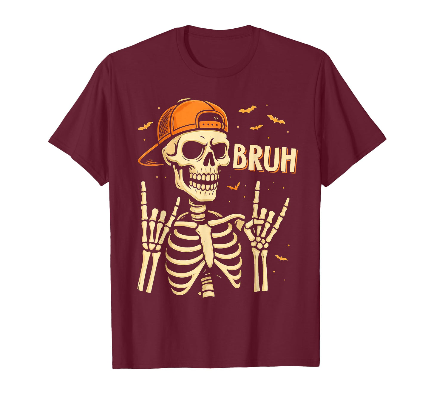 Cool Bruh Skeleton Rock On Halloween Men Teens Boys Kids T-Shirt