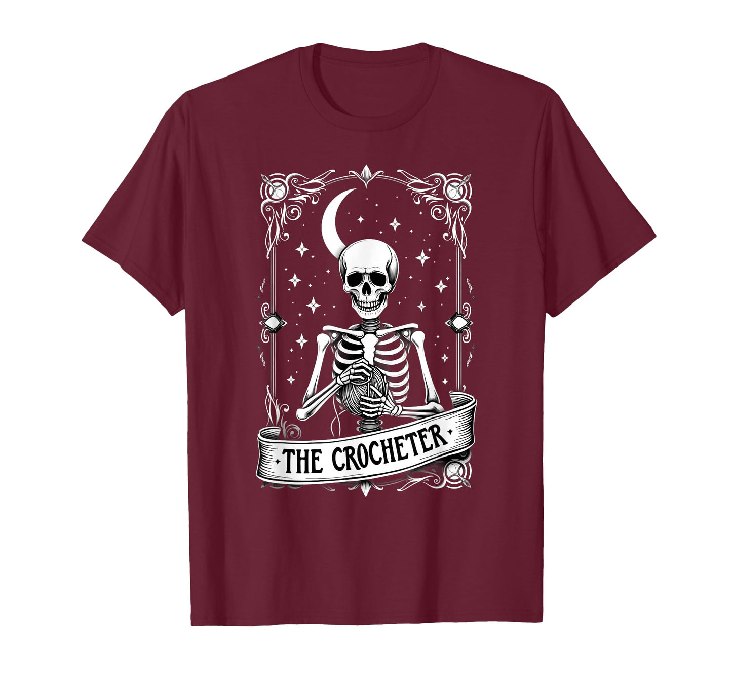 Gothic Tarot Card Crocheter Skeleton Halloween Quilter T-Shirt
