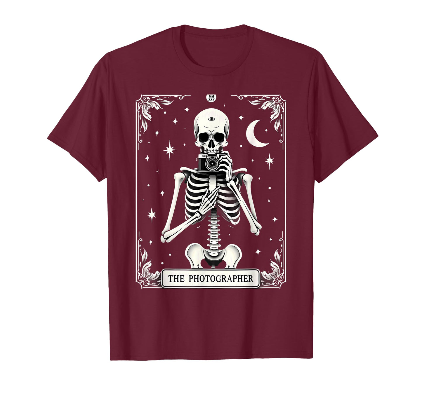 Gothic Tarot Card Cameraman The Photographer Skeleton T-Shirt
