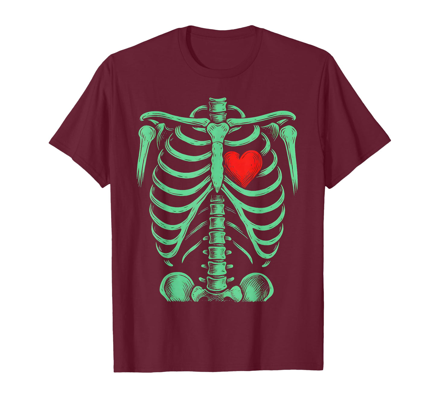 Gothic Skeleton Rib Cage Heart Halloween Love Spooky T-Shirt