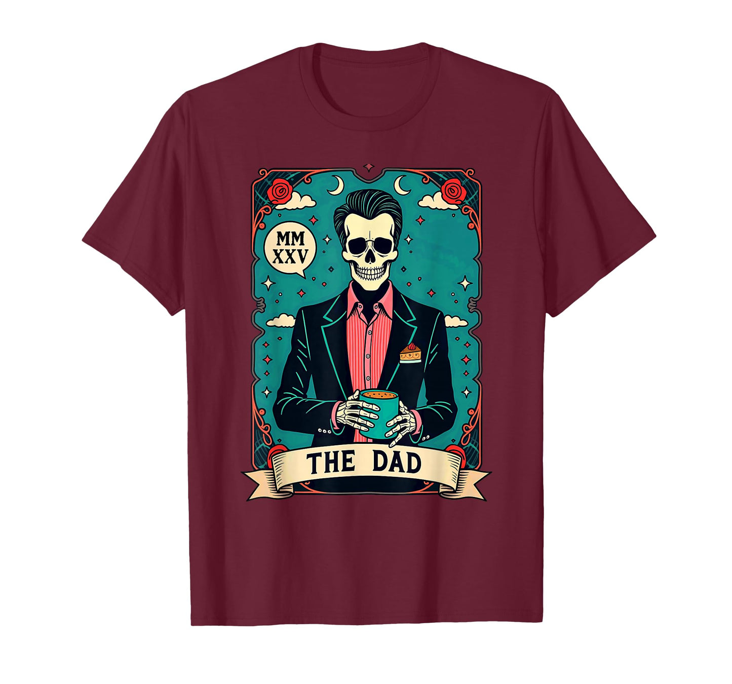 Retro Witch Dad Tarot Card Skeleton Halloween T-Shirt