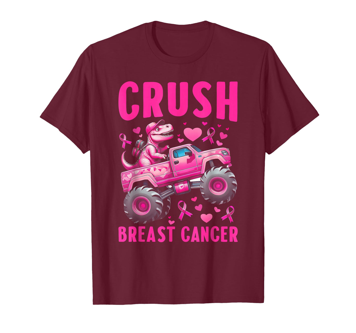 Crush Breast Cancer Awareness Monster Truck Toddler Boy Kids T-Shirt