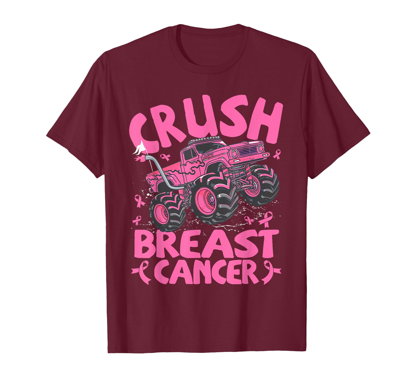 Crush Breast Cancer Awareness Monster Truck Toddler Boy Kids T-Shirt