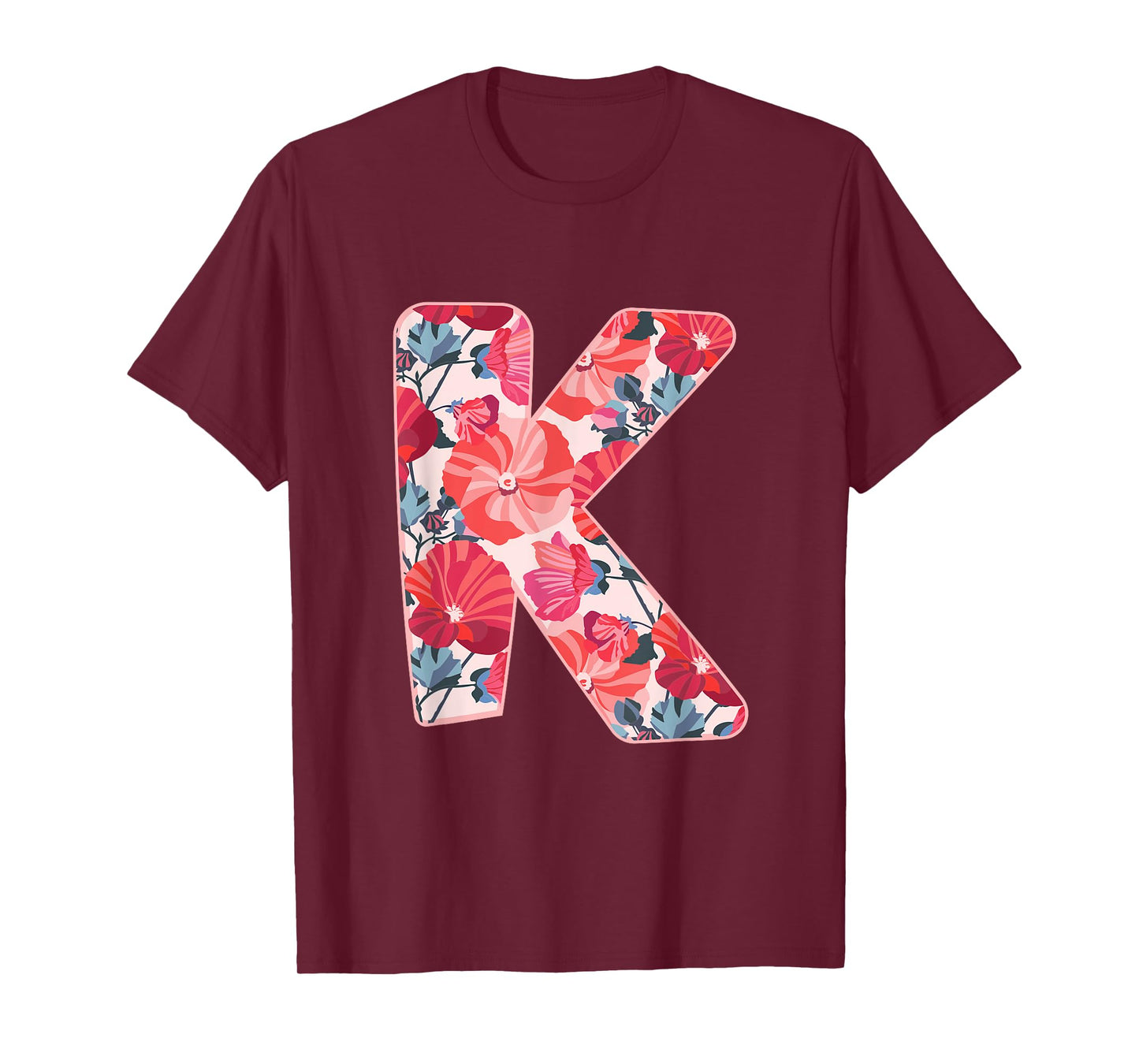 Letter K Sign Alphabet Last Name Consonants Flower Gift T-Shirt