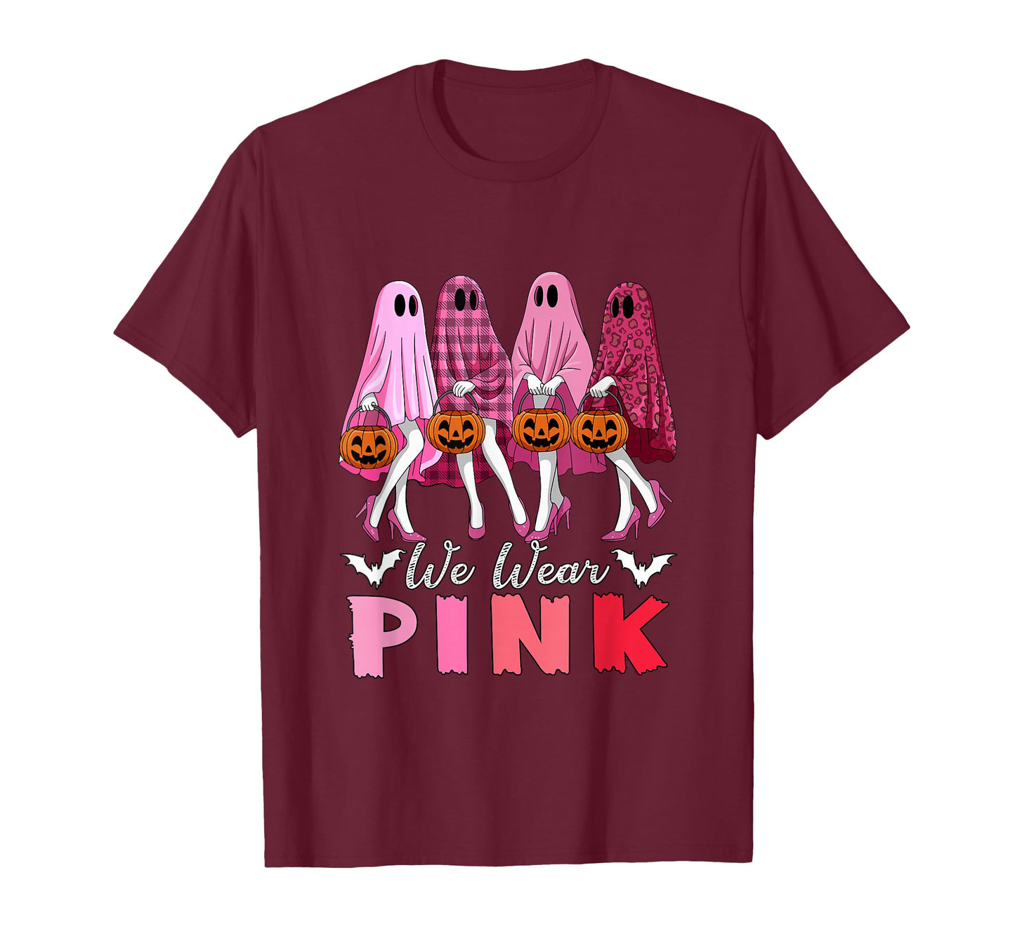 We Wear Pink Halloween Cosplay Group Boo Ghosts Funny Women T-Shirt
