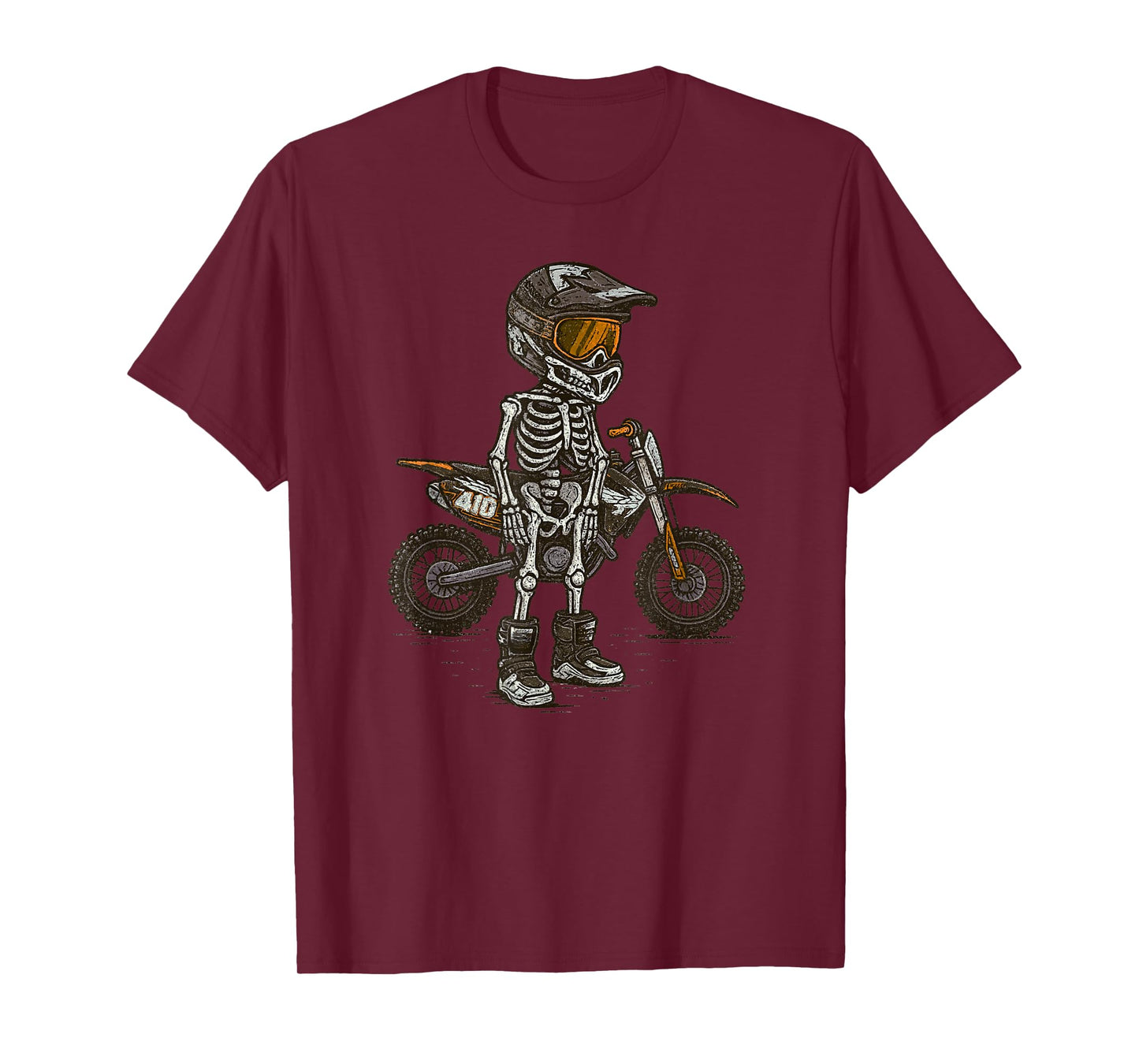 Vintage Halloween Skeleton Motocross Funny Spooky Costume T-Shirt