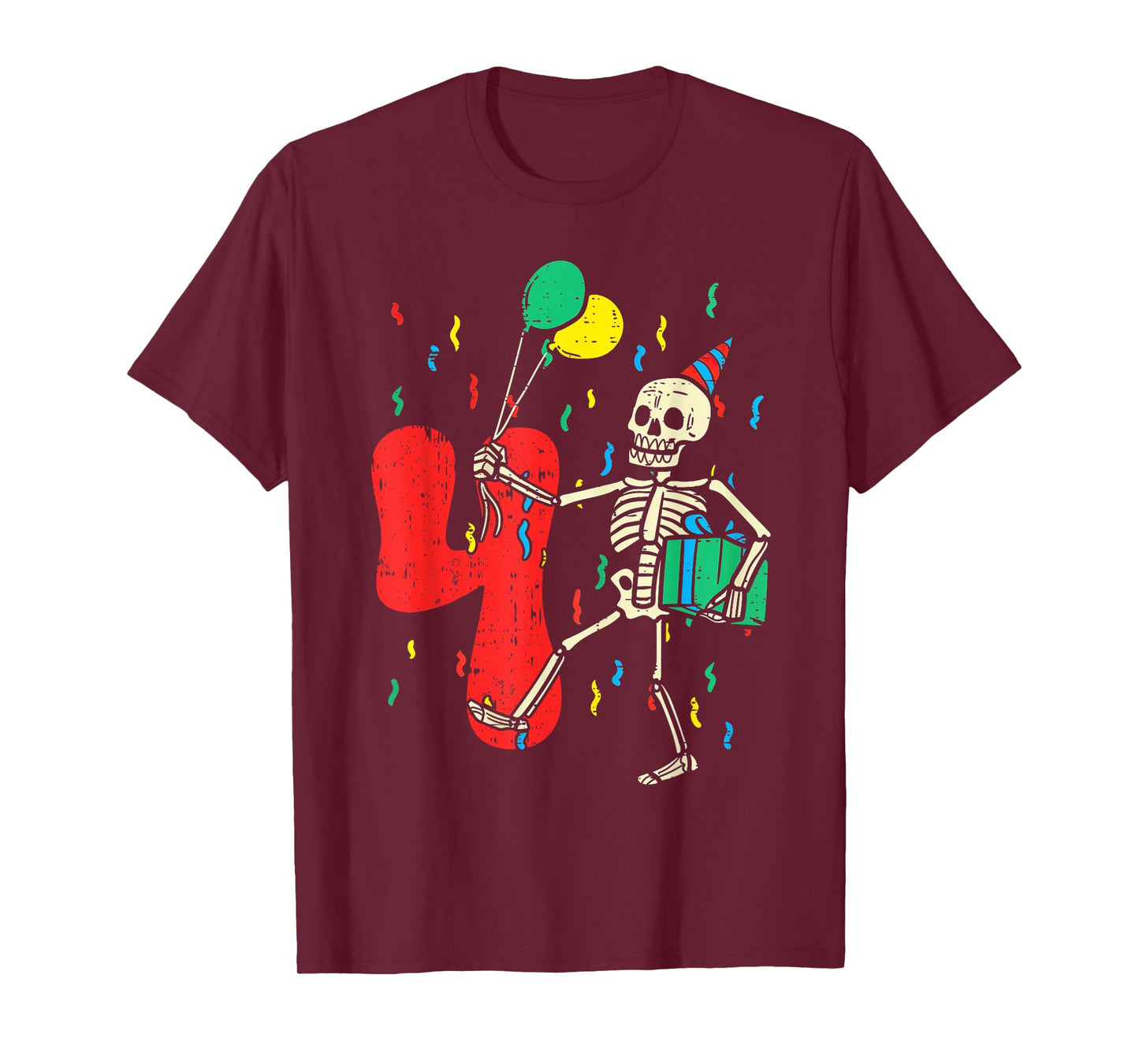 My 4th Birthday Skeleton Halloween 4 Year Old Funny Gift T-Shirt