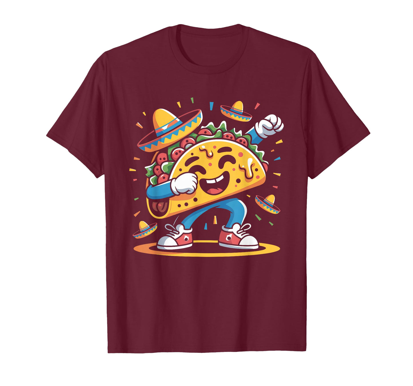 Funny Dabbing Taco with Sombrero Design T-Shirt