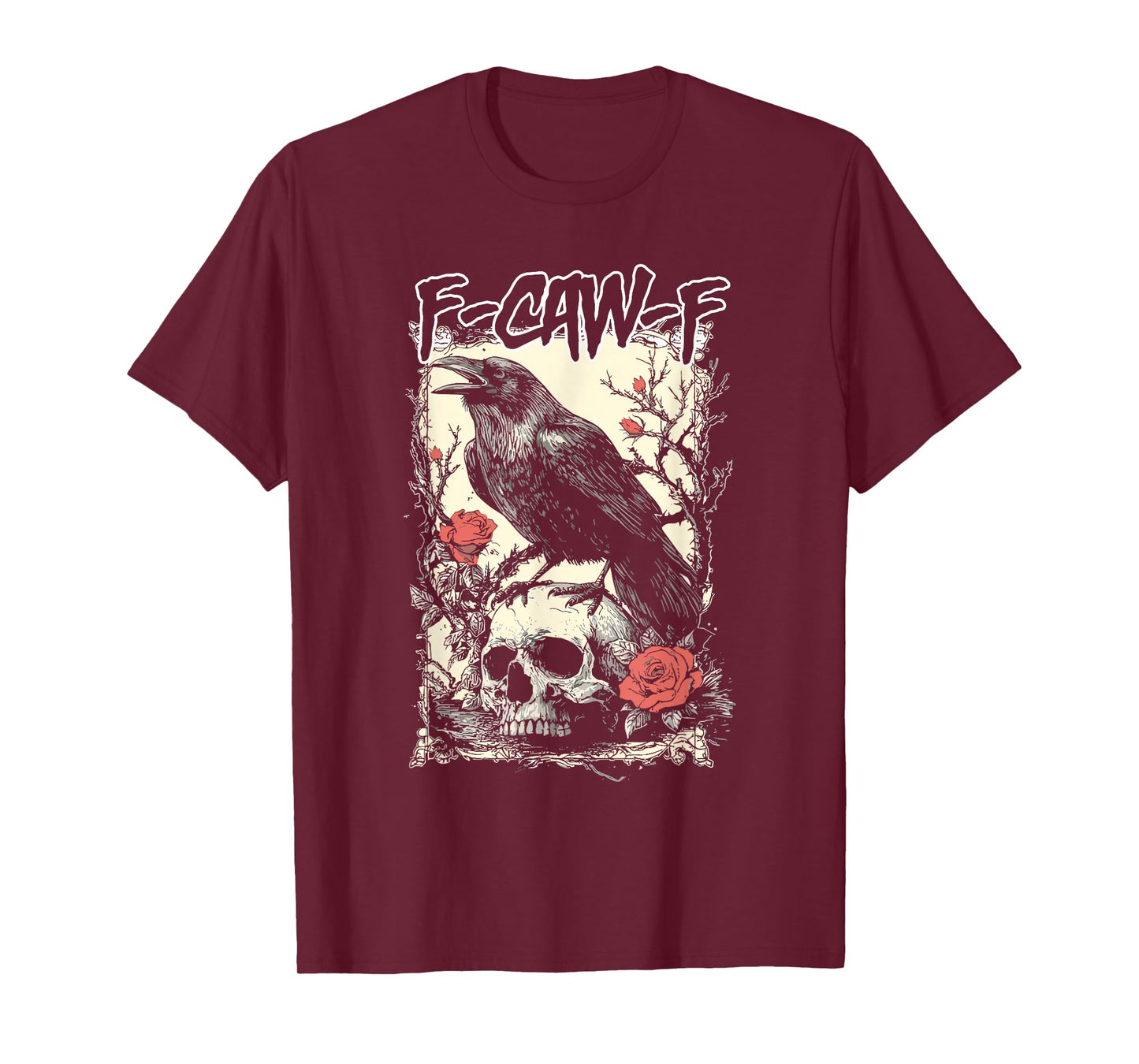 Floral Crow Raven F-CAW-F Halloween Dark Bird Crow Meme T-Shirt