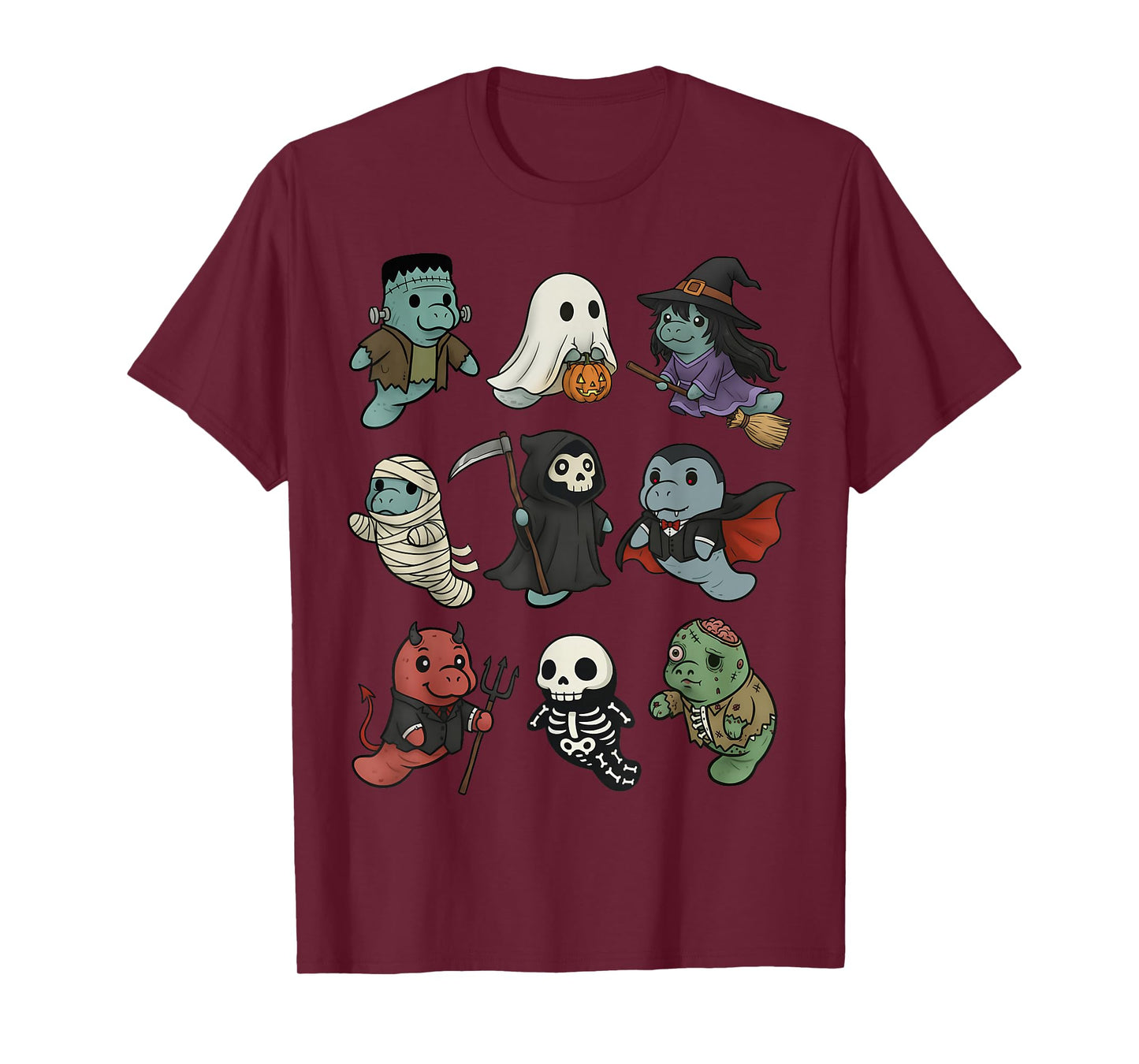 Cute Manatee Ghost Zombie Witch Halloween Costume Kids T-Shirt