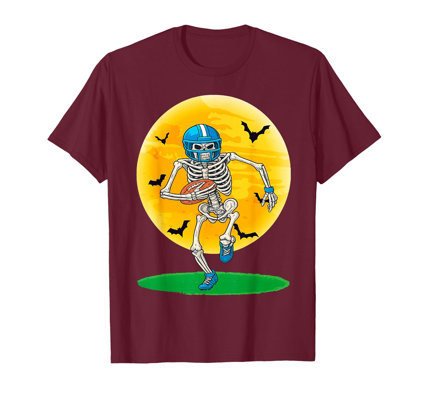 Funny American Football Skeleton Player Halloween Mens Boys T-Shirt