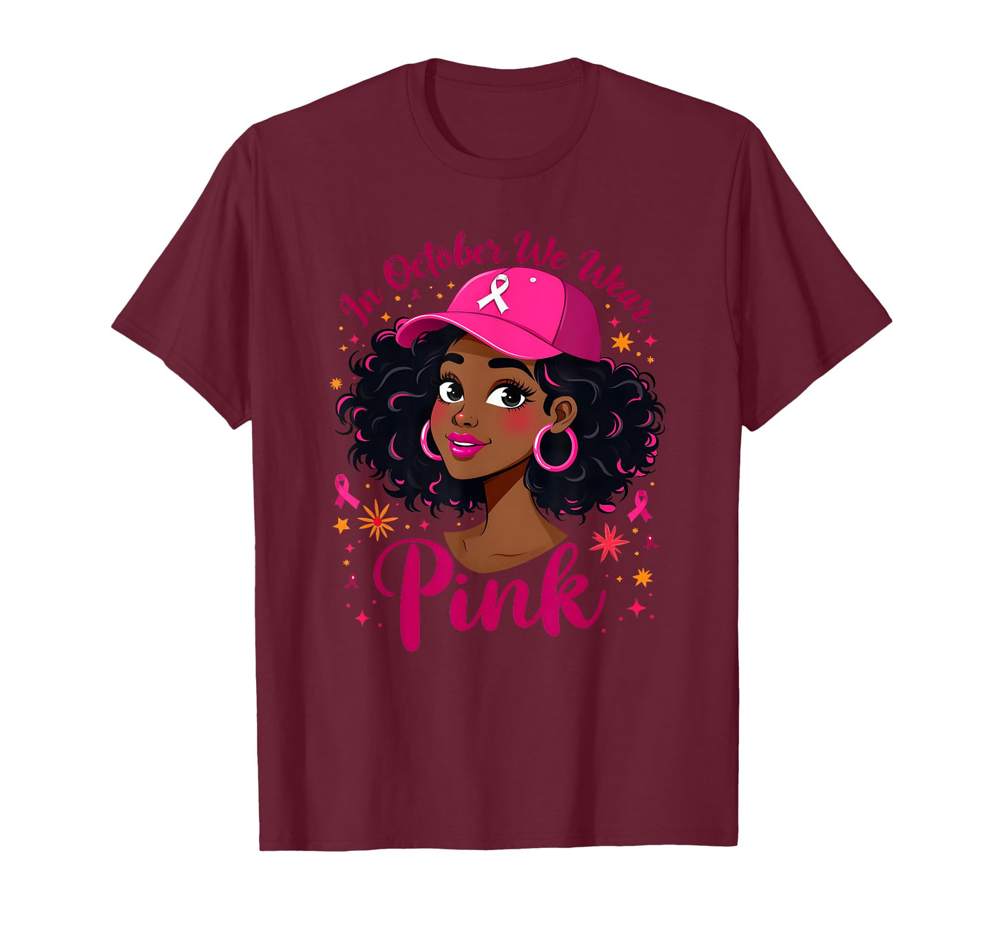 In October We Wear Pink Black Women Breast Cancer Awareness T-Shirt