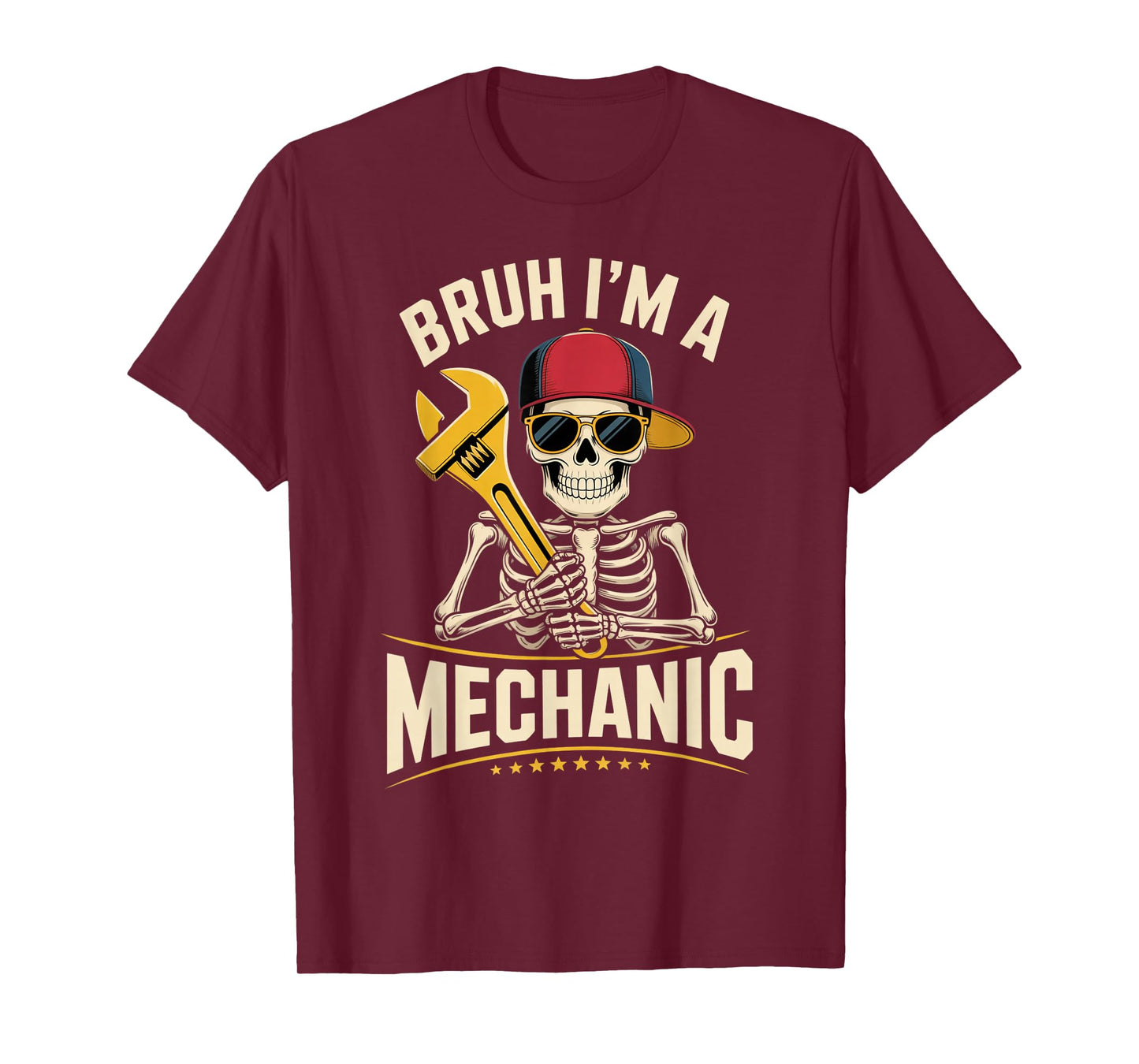 Bruh I'm a Mechanic Funny Skeleton Halloween Spooky Costume T-Shirt
