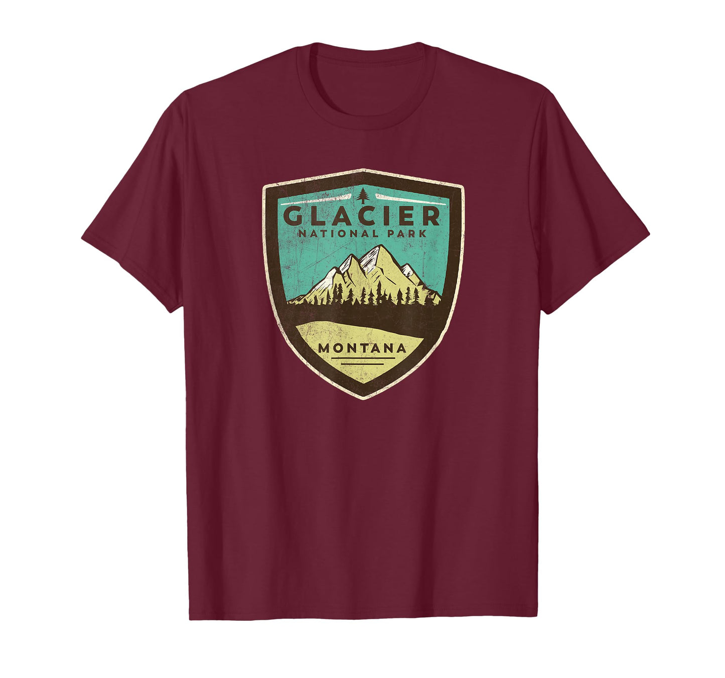 Retro Glacier National Park Montana Mountains Vintage Badge T-Shirt