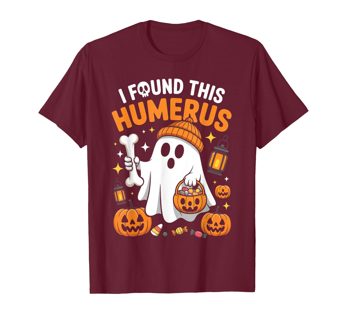 Ghost I Found This Humerus Halloween Skeleton Women Gifts T-Shirt