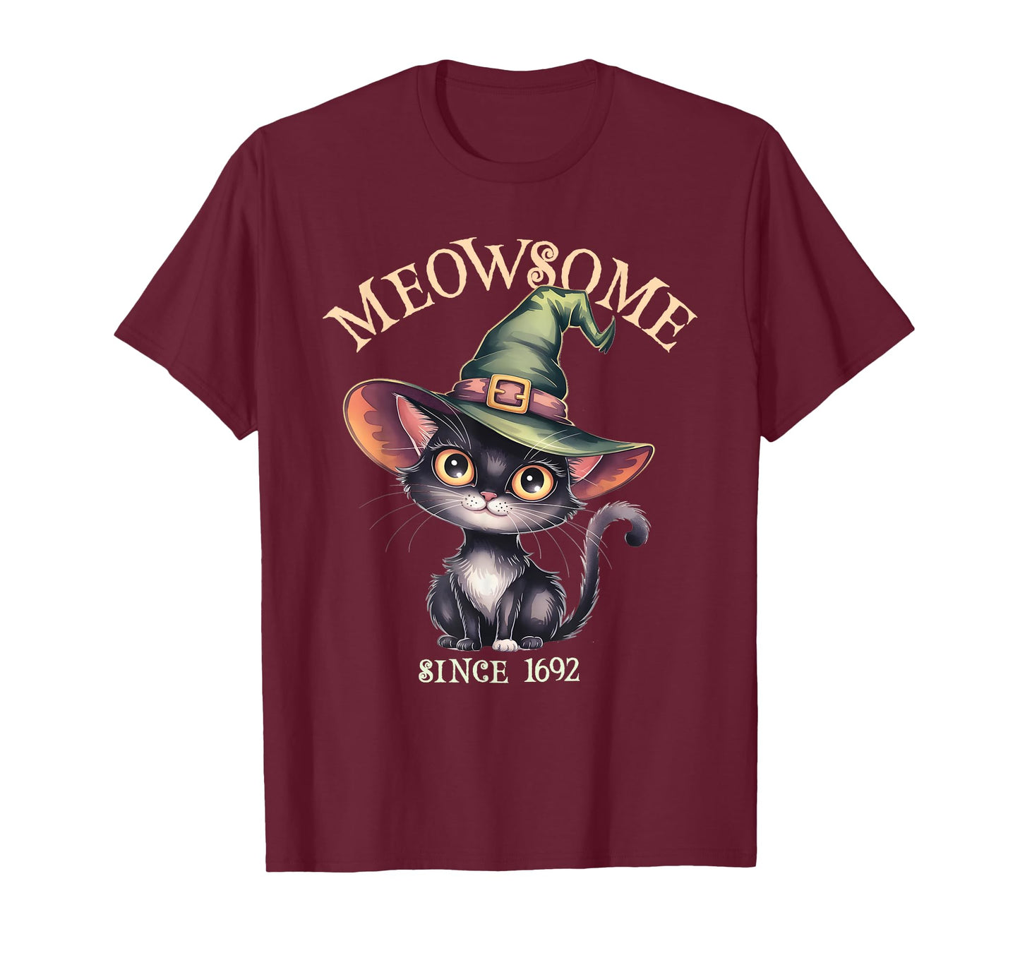 Funny MEOWSOME Cat Witch Awesome Since 1692 Spooky Wicca Mom T-Shirt
