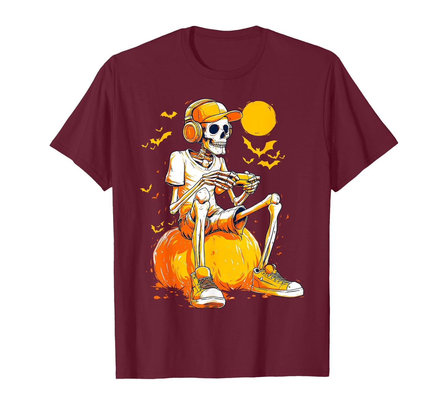 Bruh Halloween Boys Kids Gamer Mens Skeleton Video Gaming T-Shirt