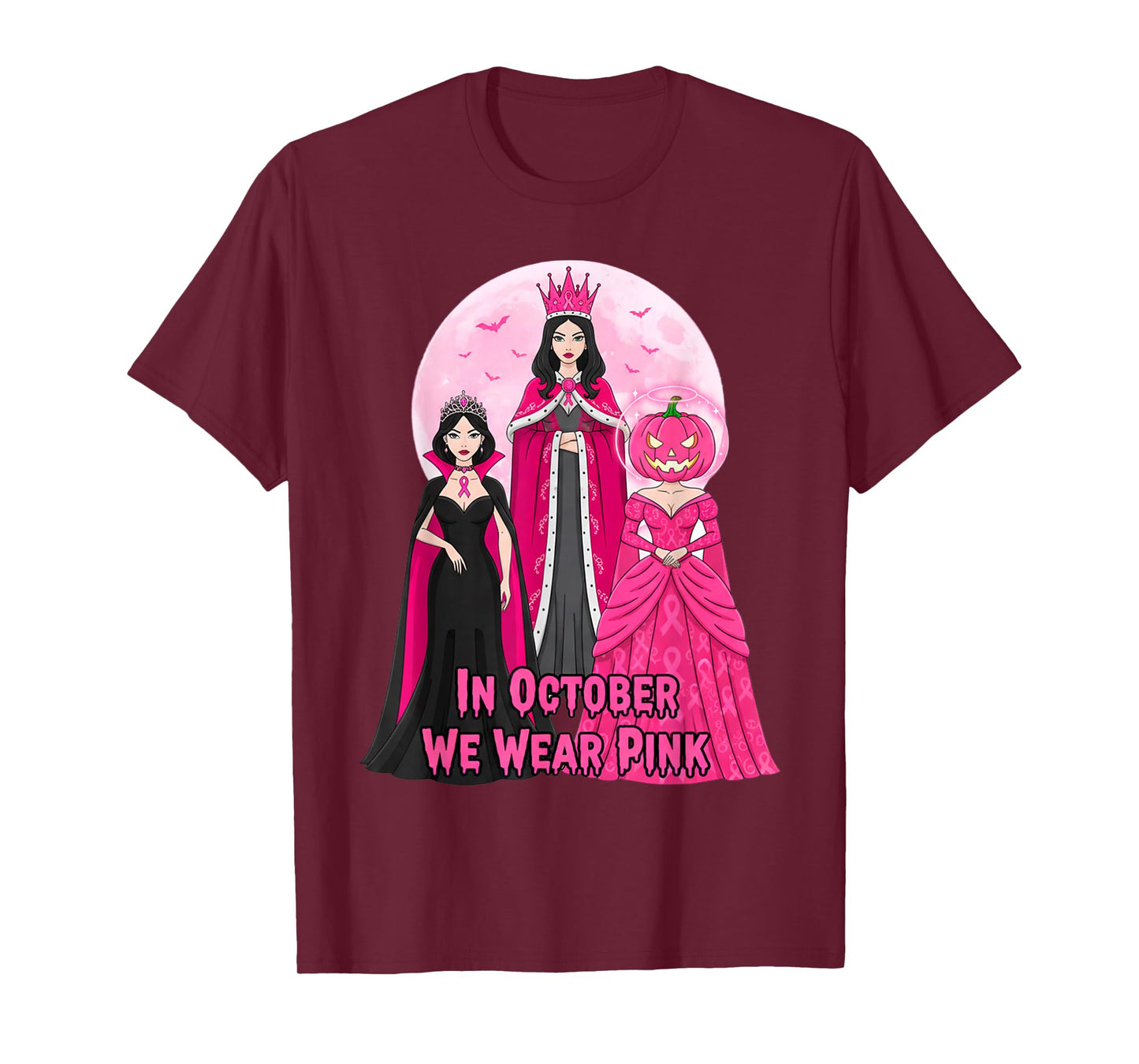October We Wear Pink Witch Halloween Breast Cancer Awareness T-Shirt