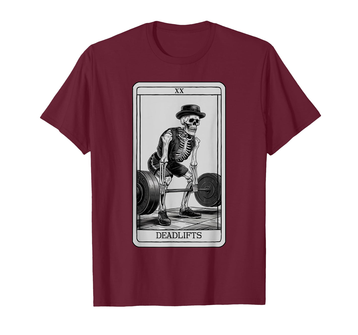 Skeleton Tarot Card Deadlifts Powerlifting Weightlifting Gym T-Shirt