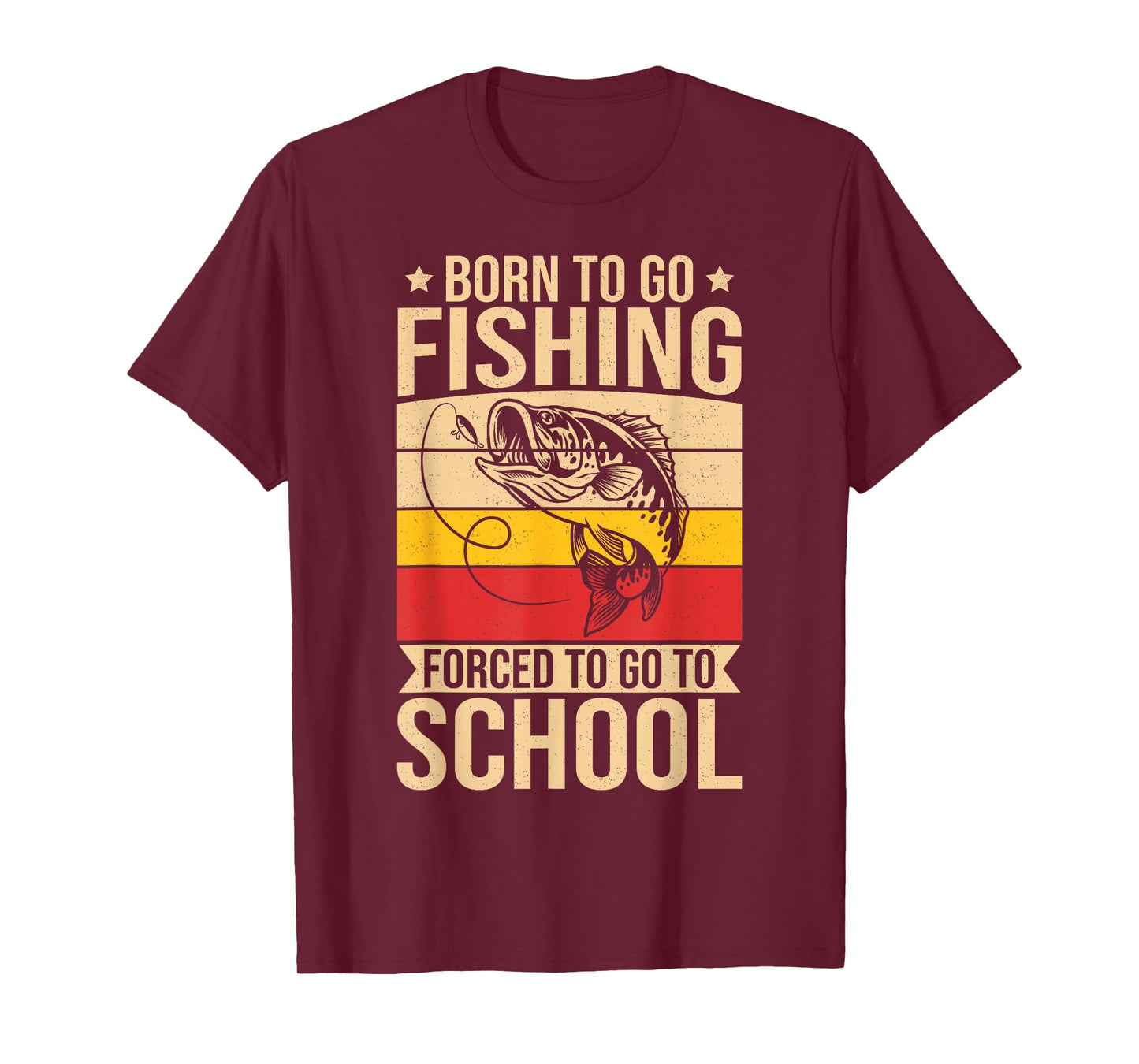 Boys Fishing Shirt Kids Men Born To Go Fishing Forced School T-Shirt