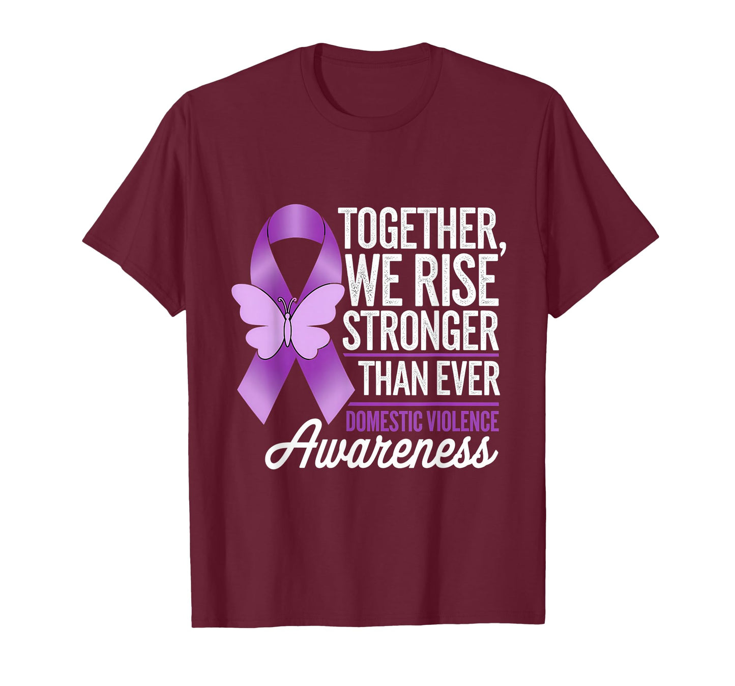 Domestic Violence Awareness Together We Rise Purple Ribbon T-Shirt